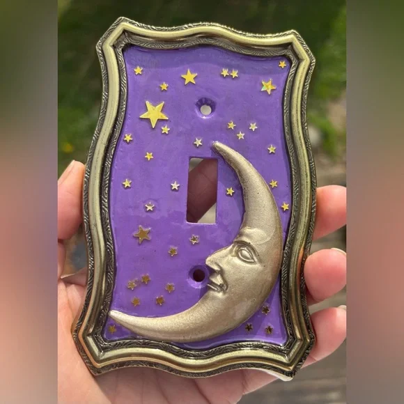 Celestial Light Switch Cover • Vintage 90s Celestial Style • Whimsigoth Decor - Picture 4 of 4
